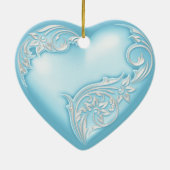 Heart Scroll Sky Blue Keramikornament (Hinten)