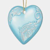 Heart Scroll Sky Blue Keramikornament (Links)