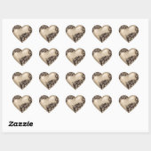 Heart Scroll Tan w Black Herz-Aufkleber (Blatt)