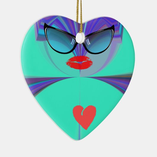 Heart Selfie Keramik Ornament (Rechts)