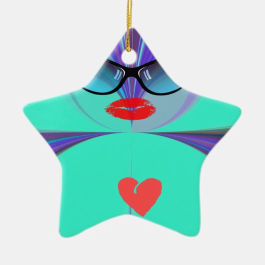 Heart Selfie Keramikornament (Vorne)