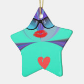 Heart Selfie Keramikornament (Links)