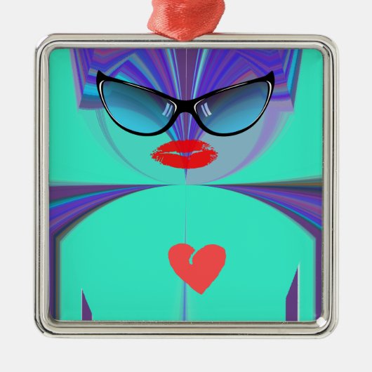 Heart Selfie Ornament Aus Metall (Vorne)