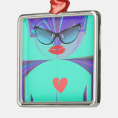 Heart Selfie Ornament Aus Metall (Links)