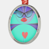 Heart Selfie Silbernes Ornament (Links)