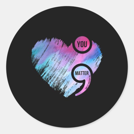 Heart Semicolon Project Suicide Prevention Awarene Runder Aufkleber (Vorderseite)