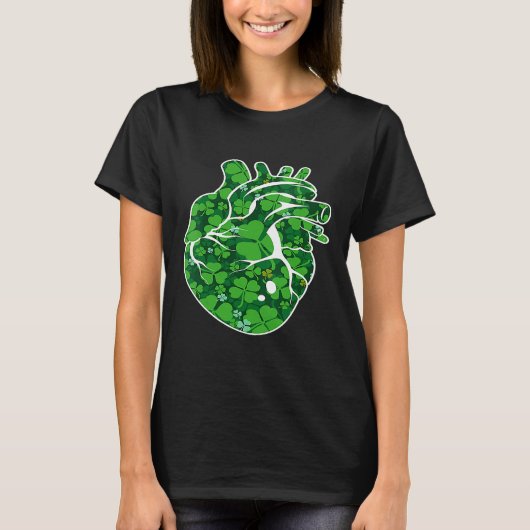 Heart Shamrock Cardiac Nurse St Patricks Day Irish T-Shirt (Vorderseite)
