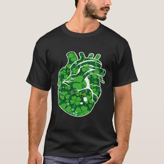 Heart Shamrock Cardiac Nurse St Patricks Day Irish T-Shirt (Vorderseite)