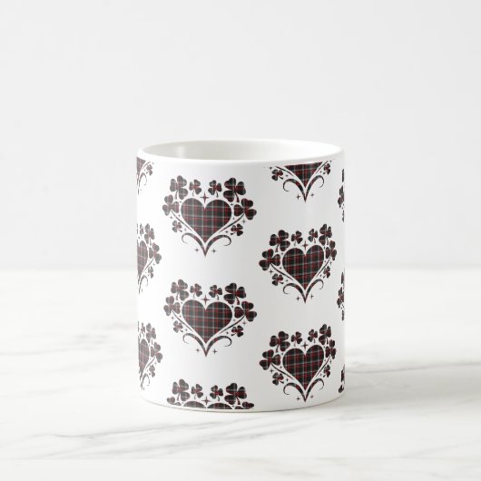 Heart Shamrock Plaid Black Classic Clover Kaffeetasse (Mittel)