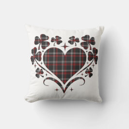 Heart Shamrock Plaid Black Classic Clover Kissen