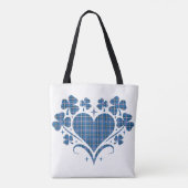 Heart Shamrock Plaid Blue Classic Clover Tasche (Rückseite)