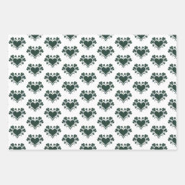 Heart Shamrock Plaid Blue Green Tartan Clover Geschenkpapier Set