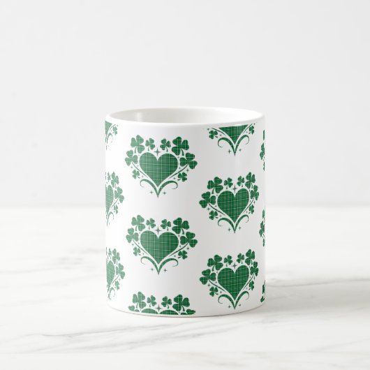 Heart Shamrock Plaid Green Classic Clover Kaffeetasse (Mittel)