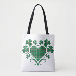 Heart Shamrock Plaid Green Classic Clover Tasche
