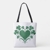 Heart Shamrock Plaid Green Classic Clover Tasche (Rückseite)