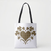 Heart Shamrock Plaid Olive Classic Clover Tasche (Vorderseite)