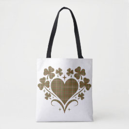 Heart Shamrock Plaid Olive Classic Clover Tasche