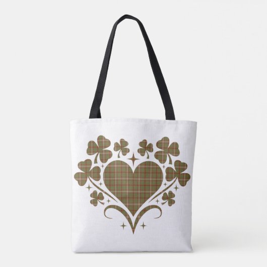 Heart Shamrock Plaid Olive Classic Clover Tasche (Rückseite)
