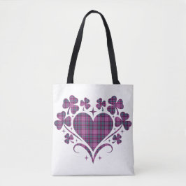 Heart Shamrock Plaid Pink Teal Tartan Clover Tasche