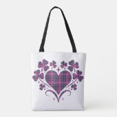 Heart Shamrock Plaid Pink Teal Tartan Clover Tasche (Rückseite)