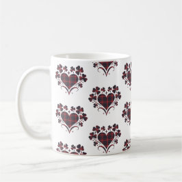 Heart Shamrock Plaid Red Blue Tartan Clover Kaffeetasse