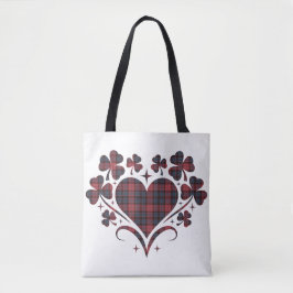Heart Shamrock Plaid Red Blue Tartan Clover Tasche