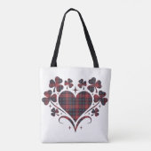 Heart Shamrock Plaid Red Blue Tartan Clover Tasche (Rückseite)
