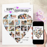 Heart Shape 18 Foto Collage Wedding Jubiläum Karte<br><div class="desc">Glückliche Fotokarte zum Jubiläum für Ihre Ehefrau oder Ihren Ehemann. Die Vorlage ist Set für Sie, 18 Ihrer Lieblings-Fotos hinzuzufügen sowie die Formulierung auf der Vorderseite, die benutzerdefinierte Nachricht innerhalb und das Jahr auf der Rückseite zu personalisieren. Ihre Bilder werden in einer Mischung aus Porträtlandschaft und quadratischen Formaten dargestellt. Ein...</div>