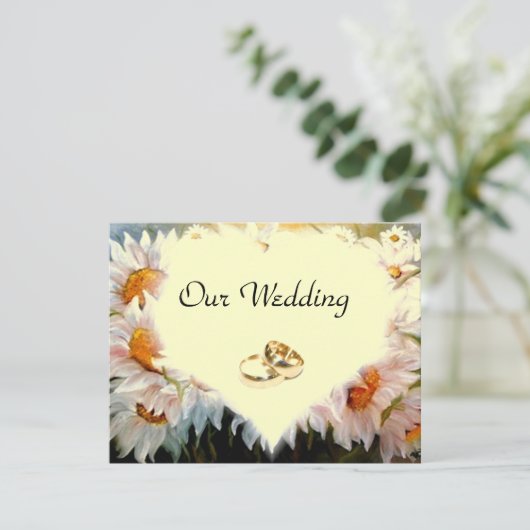 HEART SHAPE DAISIES Hochzeit Einladung (Stehend Vorderseite)