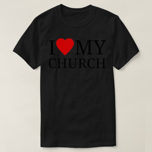 (Heart Shape) I Love My Church Christian T-Shirt (Design vorne)