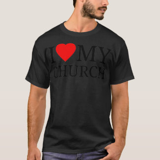 (Heart Shape) I Love My Church Christian T-Shirt