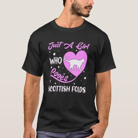 Heart Shape Just A Girl Who Loves Scottish Folds T-Shirt (Vorderseite)