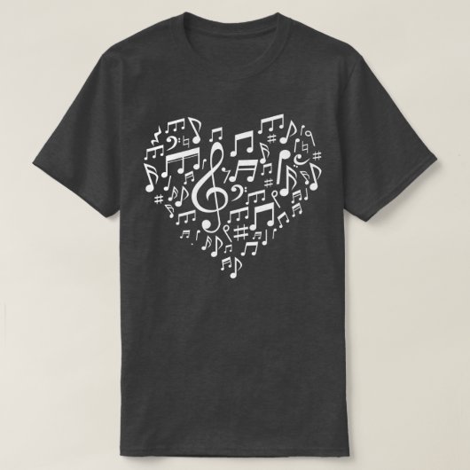 Heart Shape Musical Notes Music Liebhaber Geschenk T-Shirt (Design vorne)