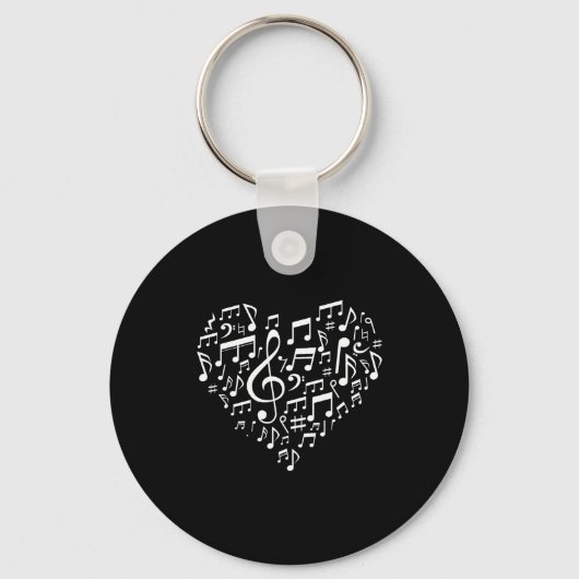 Heart Shape Musical Notes Music Lovers Gift Valent Schlüsselanhänger (Vorderseite)