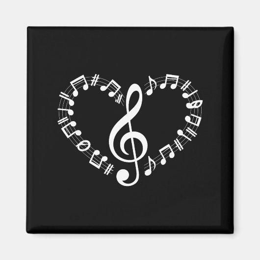 Heart Shape Musical Notes Music Lovers Happy Valen Magnet (Vorne)