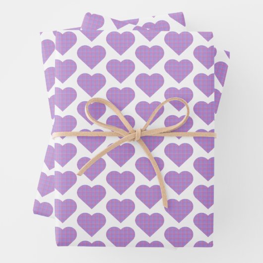 Heart Shape Plaid Pink Purple Geschenkpapier Set (Beispiel)