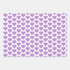 Heart Shape Plaid Pink Purple Geschenkpapier Set