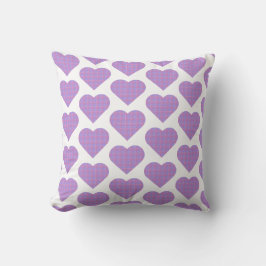Heart Shape Plaid Pink Purple Kissen