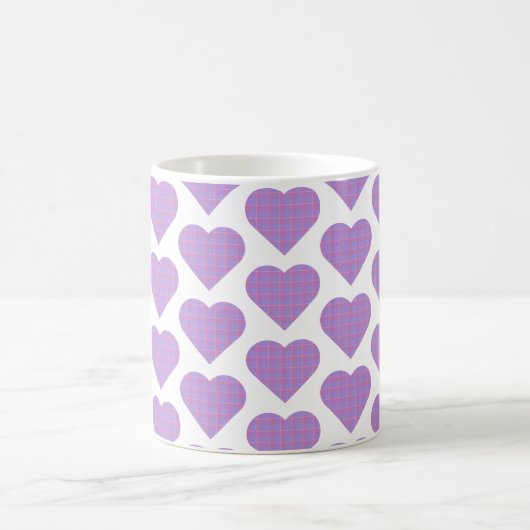 Heart Shape Plaid Pink Purple Pastel Kaffeetasse (Mittel)