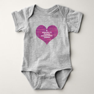 Heart Shape Produktion Pink Grid Baby One Piece Strampler