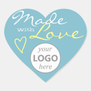 Heart Shape Rahmen Pastellblau mit Liebe Logo Herz-Aufkleber