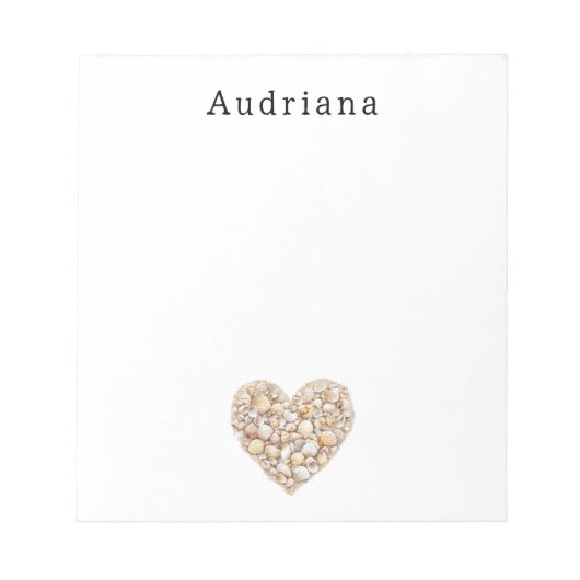 Heart Shape Sea Shells Ocean Beach Personalized Notizblock (Vorderseite)