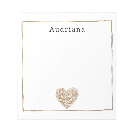 Heart Shape Sea Shells Ocean Beach Personalized Notizblock (Vorderseite)