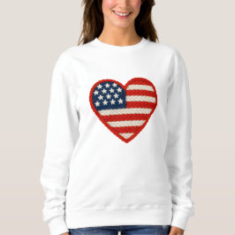 Heart Shape Strickgarn American Flag Artwork Sweatshirt