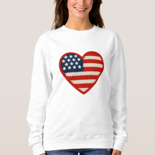 Heart Shape Strickgarn American Flag Artwork Sweatshirt (Vorderseite)