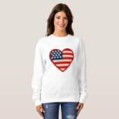 Heart Shape Strickgarn American Flag Artwork Sweatshirt (Vorne ganz)