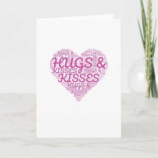 Heart shape word cloud of hugs and kisses karte (Vorderseite)