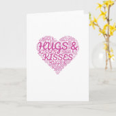 Heart shape word cloud of hugs and kisses karte (Gelbe Blume)