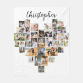 Heart Shaped 36 Foto Collage Script Name Weiß Fleecedecke (Vorderseite)