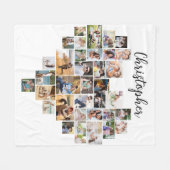 Heart Shaped 36 Foto Collage Script Name Weiß Fleecedecke (Vorderseite (Horizontal))